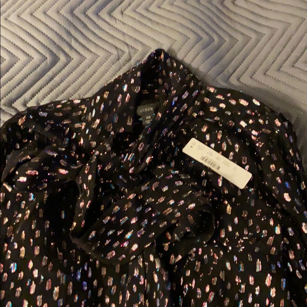 J.Crew Tie-neck blouse with rainbow Lurex® “dot” size XS